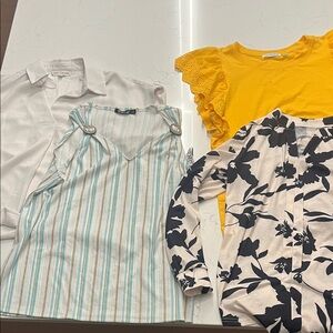 Floral and Striped Blouse Set